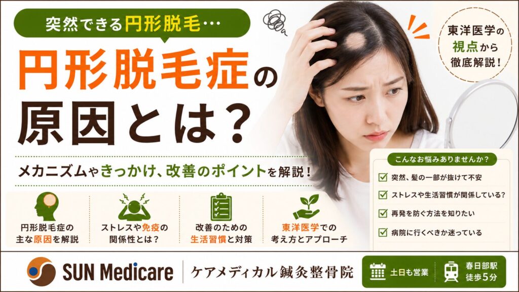 円形脱毛症はストレスだけが原因ではない？考えられる原因と鍼灸によるケアを解説